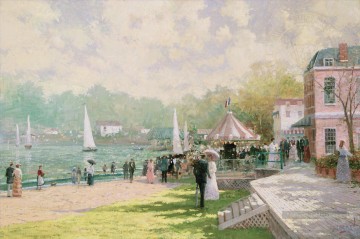 Paysage urbain œuvres - Boating Day Robert Girrard TK cityscape